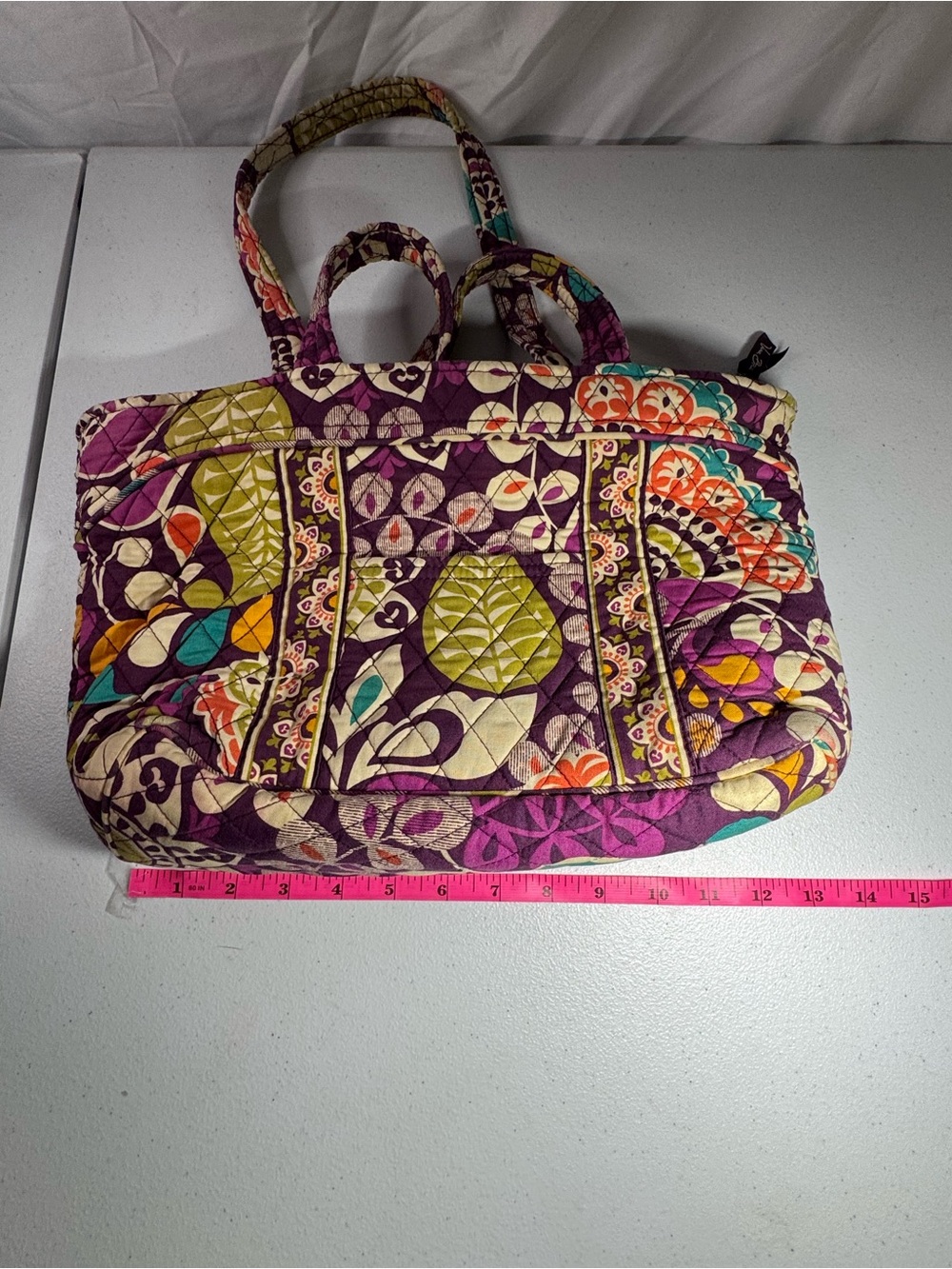 Vera Bradley Quilted Floral Tote in Purple, Green and Teal Accents